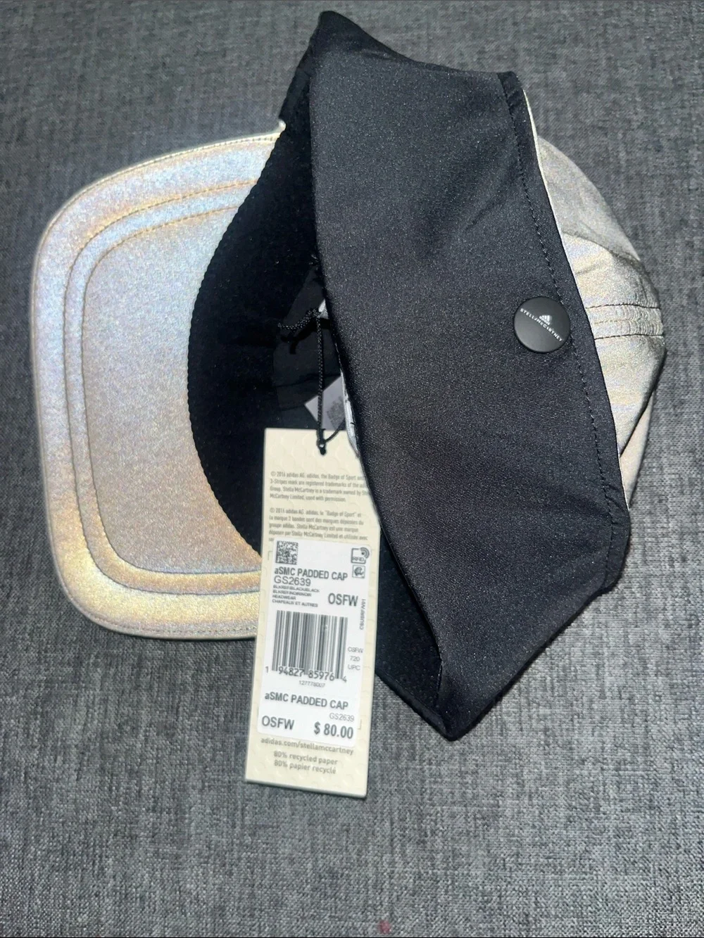 Adidas Stella McCartney Metallic Black Logo Baseball Cap